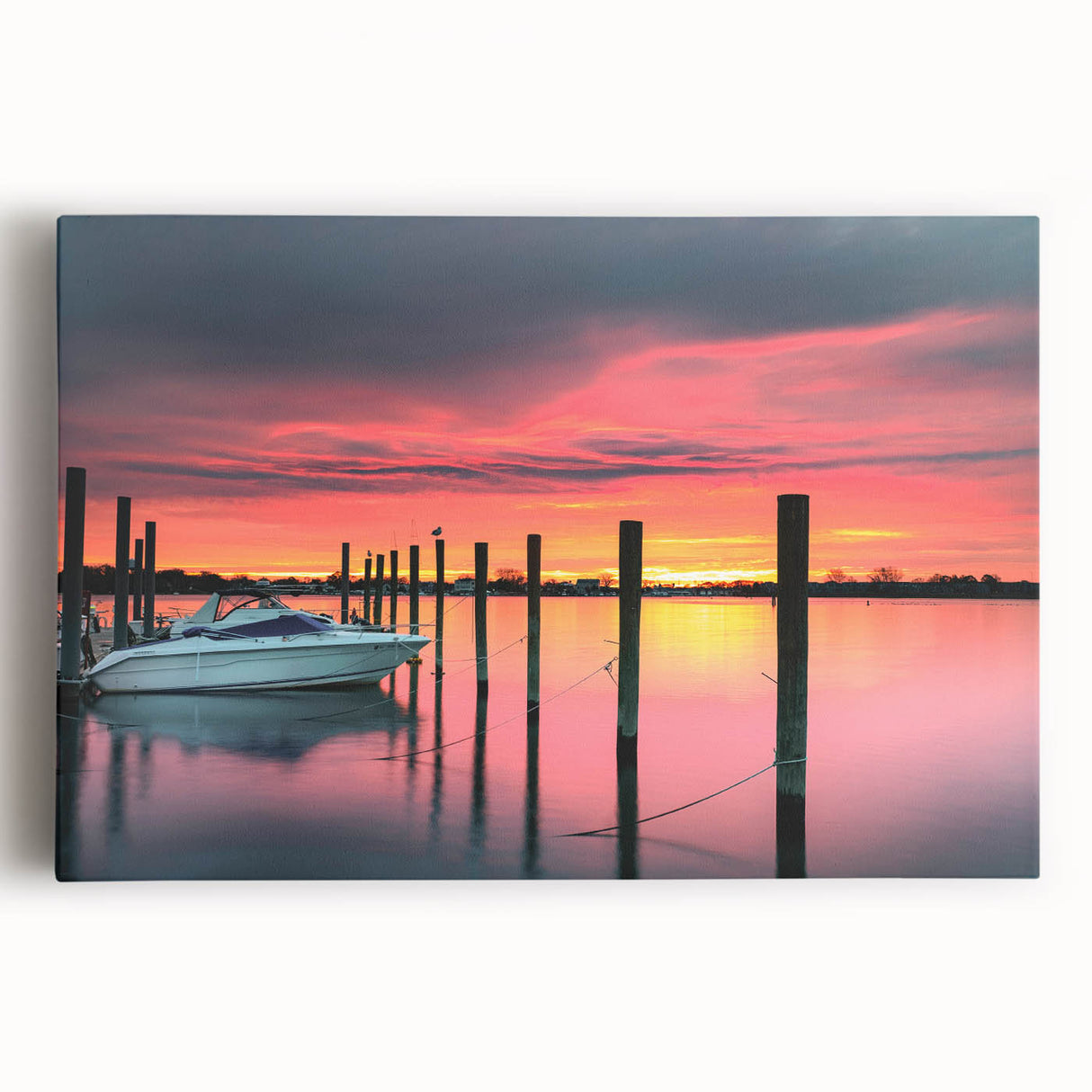 Black and white photo of New Jersey scenery on large stretched canvas, suitable for kitchen wall art.