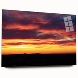Acrylic print of a large abstract depiction of the Charlotte skyline in muted blue and gray tones.