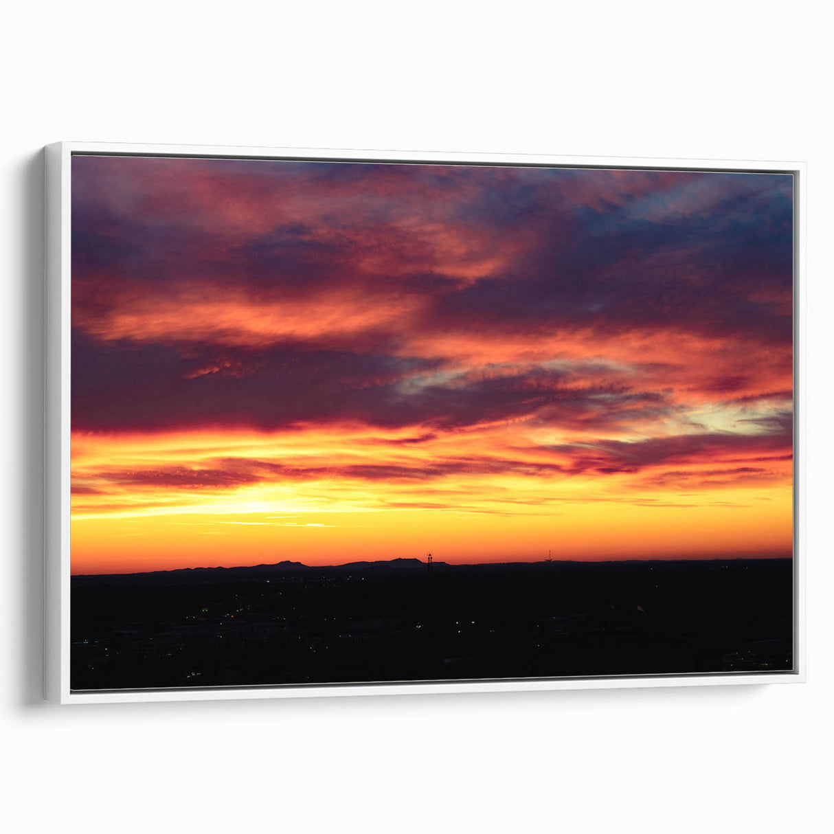 Vintage poster art of Charlotte skyline in vibrant colors on a large framed canvas, ideal for living room decor.