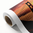 Art deco poster of Brooklyn Bridge in muted grays and blues on rolled canvas, ideal for nursery wall art.