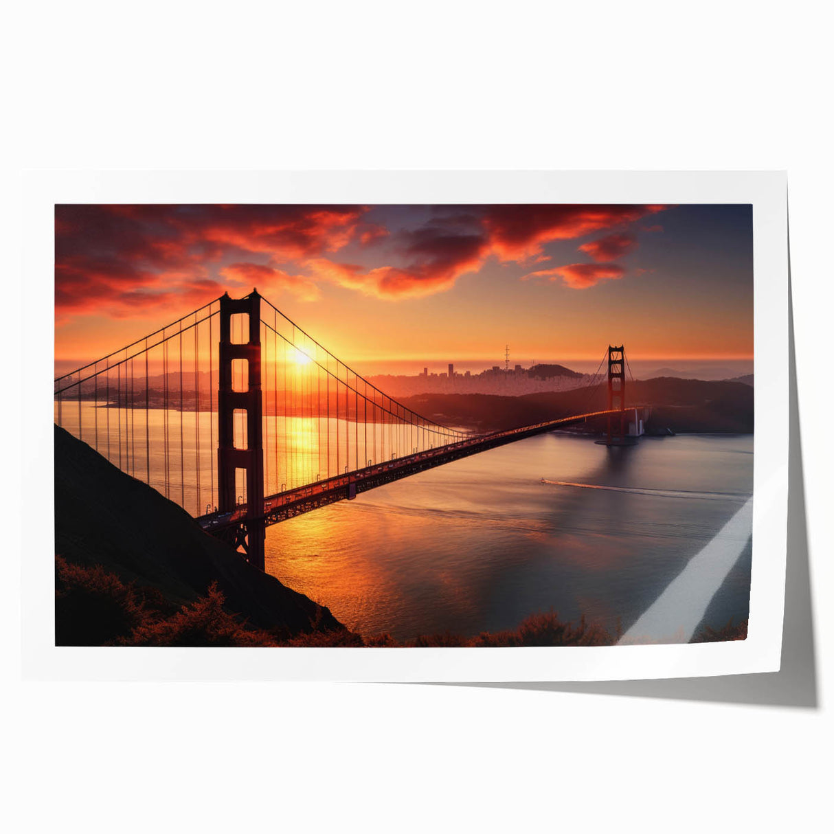 Extra large rolled print of the Brooklyn Bridge in muted grayscale tones, suitable for art wall dining room.
