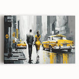 Black and white photograph of Manhattan skyline on large stretched canvas, suitable for kitchen art.