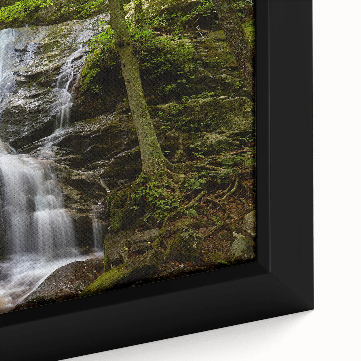 Framed canvas featuring a textured depiction of a Virginia landscape in black with vibrant, colorful accents.
