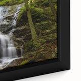 Framed canvas featuring a textured depiction of a Virginia landscape in black with vibrant, colorful accents.