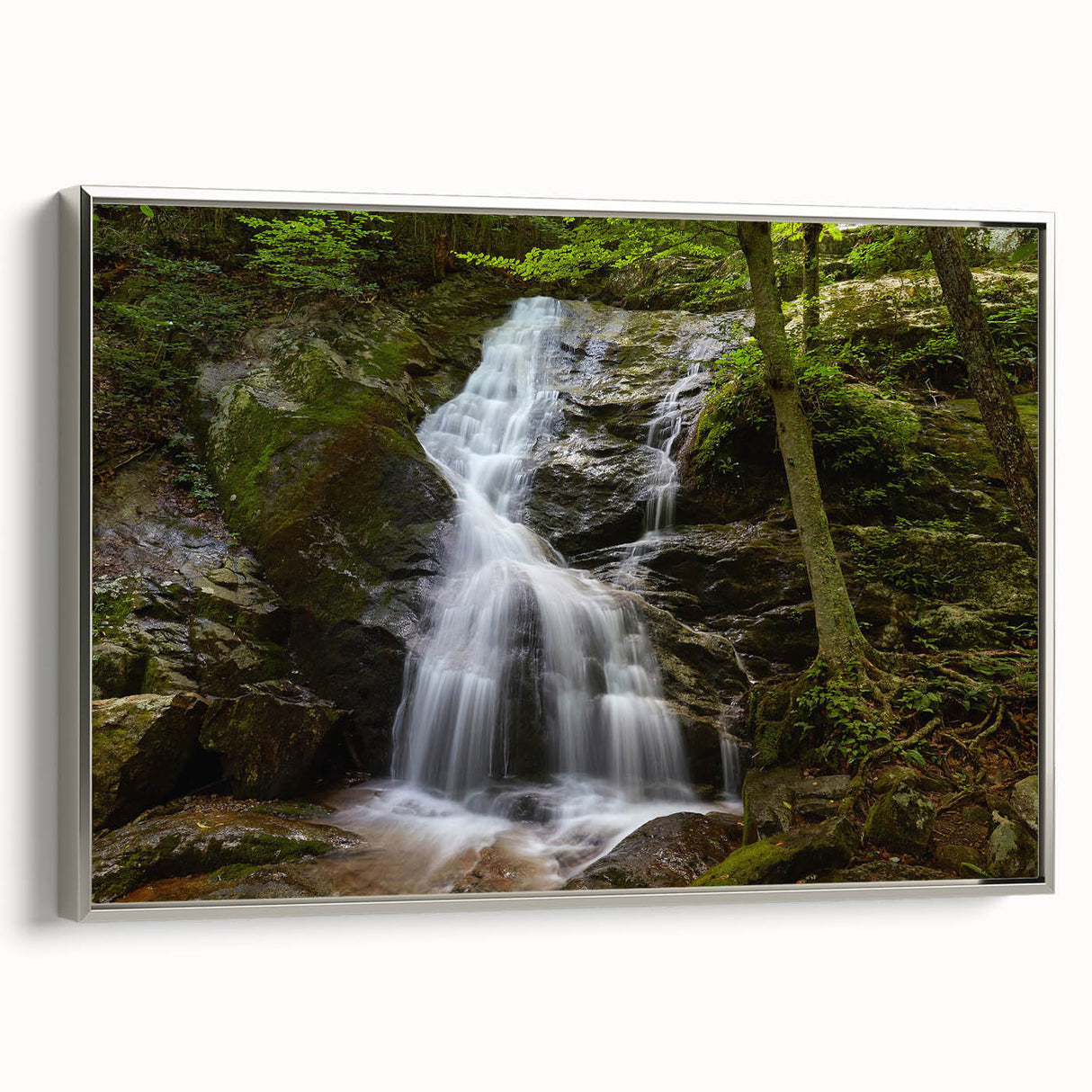 Framed canvas depicting a Virginia landscape in colorful art style, ideal for enhancing a living room or office space.