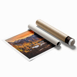 Extra large rolled print of Seattle skyline with floral motifs in soft pastel shades.