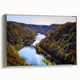 Landscape art painting of West Virginia scenery on a framed canvas, featuring colorful art with silver frame.