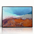 Large abstract wall art depicting Yellowstone scenery in muted earth tones on a framed acrylic.