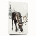 Large abstract wall art depicting winter season in muted blue and white tones on acrylic glass.