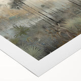 Abstract landscape wall art on rolled canvas, showcasing vibrant hues of blue and green with an intricate texture, ideal for modern home decor.