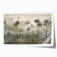Abstract landscape wall art print featuring vibrant colors of blue, green, and gold, rolled for shipping in a protective tube, ideal for modern home decor.