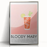 Mid-century modernist art depicting vibrant fruits and beverages on a framed acrylic poster, suitable for nursery wall art.