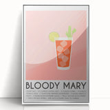 Art deco poster featuring a stylized cocktail glass in muted gold and white tones, acrylic framed.