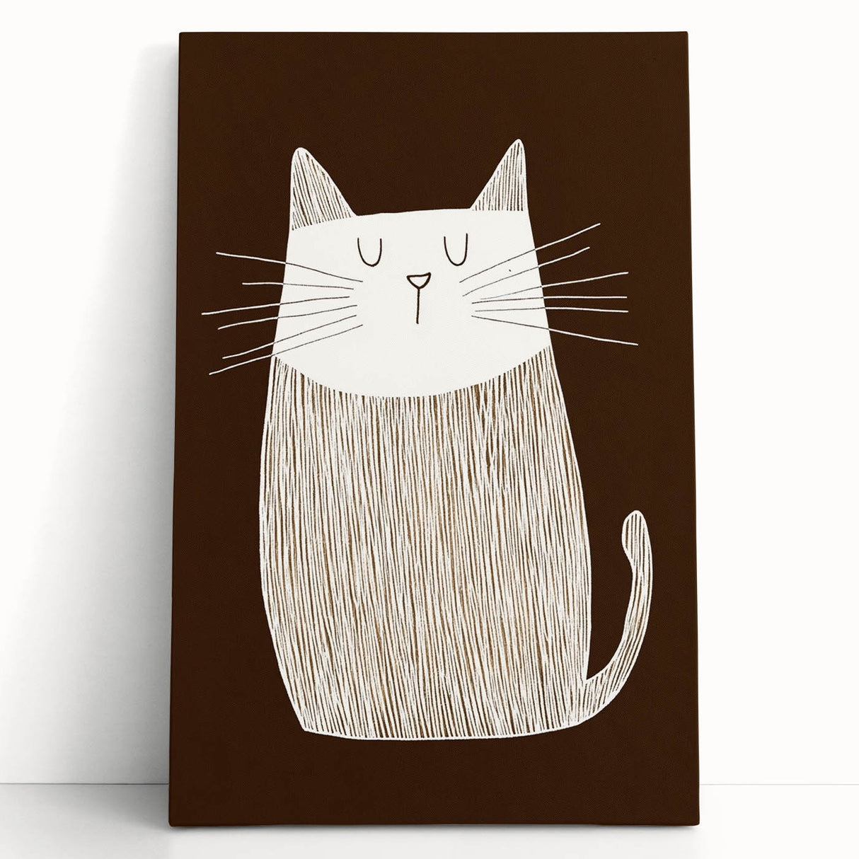 Children's Wall Decor – Minimalist Cat Line Art for Kids' Rooms