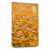 Large abstract wall art in warm autumn hues on acrylic glass, suitable for bedroom or dining room decor.