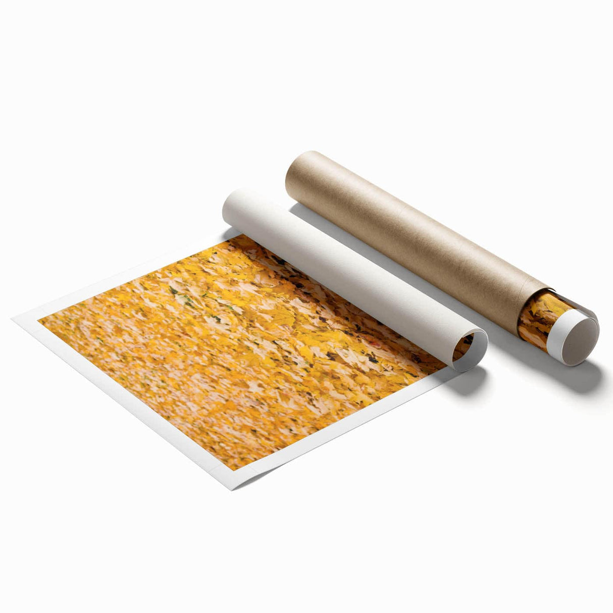 Extra large rolled print featuring autumnal floral art in warm tones, ideal for classy bathroom or large living room decor.