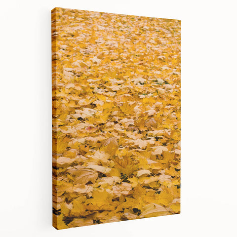 Autumn-themed abstract art on stretched canvas with warm orange and red tones, suitable for kitchen wall art.