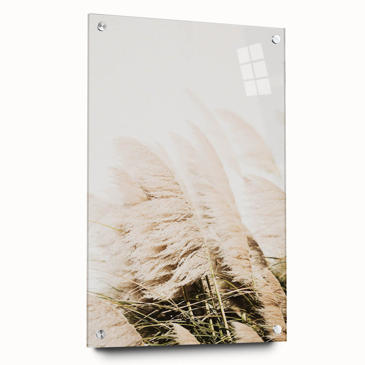 Large abstract wall art on acrylic glass depicting vibrant summer hues, ideal for modern dining room decor.