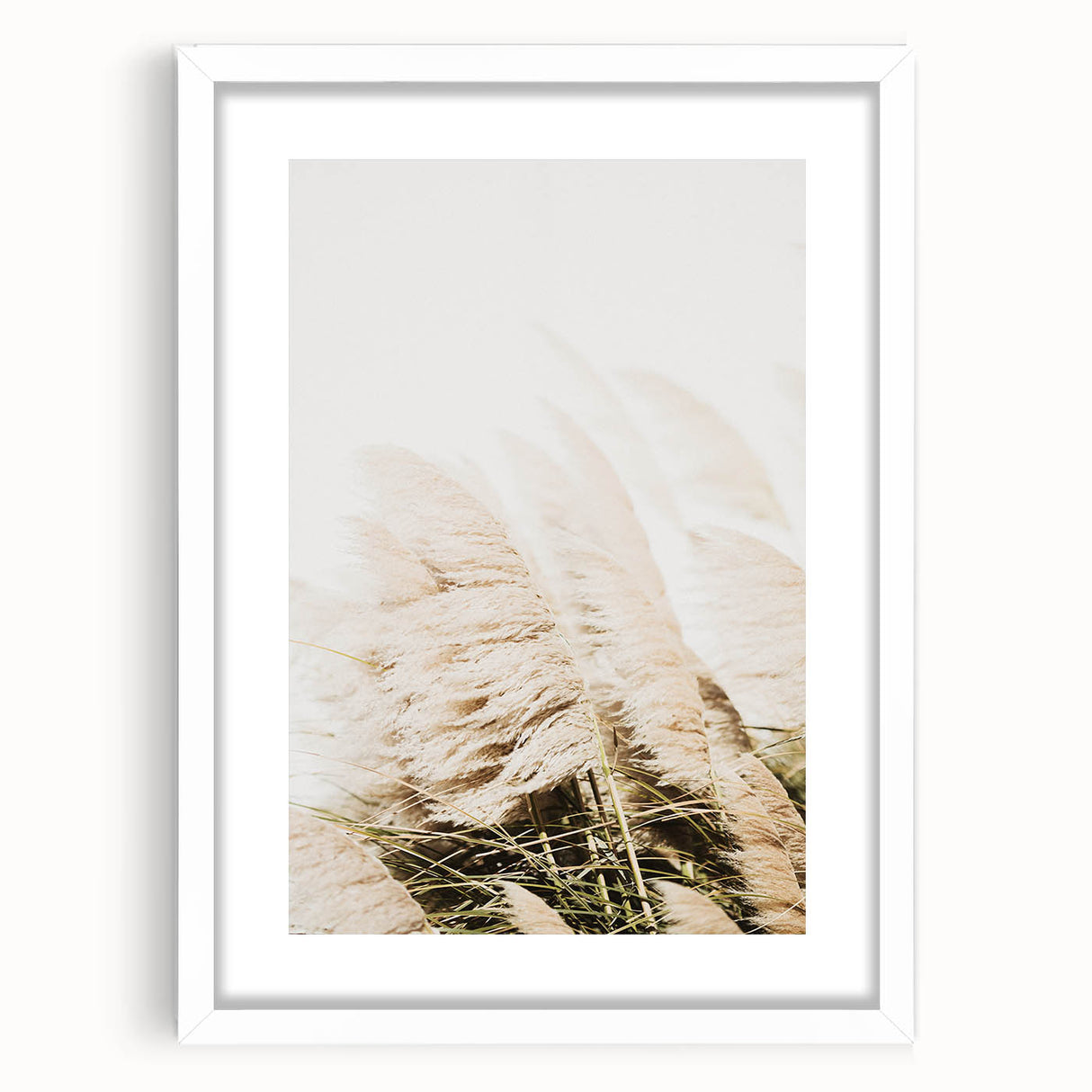 Abstract art print featuring vibrant summer hues on a white framed canvas, ideal for dining room or bedroom decor.