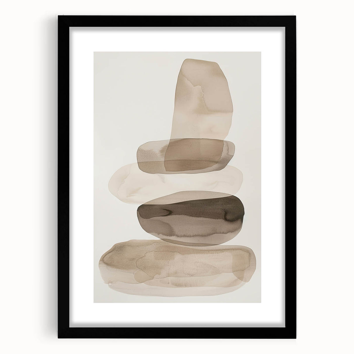Stacked Stone Wall Art – Minimalist Beige Dining Room Print