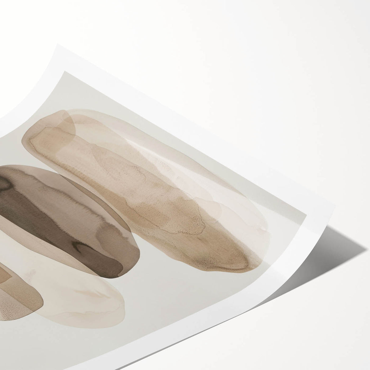 Stacked Stone Wall Art – Minimalist Beige Dining Room Print