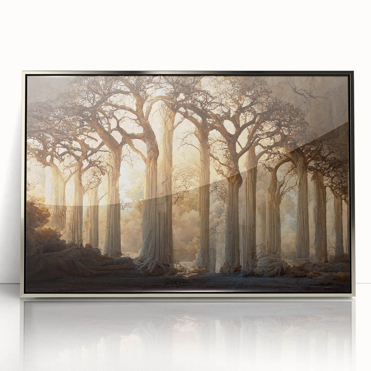 Framed wall art showcasing an abstract floral design in vibrant colors, set within a sleek silver frame, perfect for modern home decor and adding a pop of color to any room.
