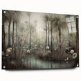 Abstract landscape wall art design displayed in a sleek acrylic frame, showcasing vibrant colors and intricate patterns, perfect for modern home decor.