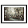 Abstract landscape wall art framed in black with mat, showcasing vibrant colors and intricate details, ideal for modern home decor and artistic expression.