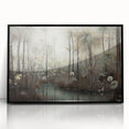 Framed abstract landscape wall art featuring vibrant colors and dynamic shapes, set in a sleek black frame, perfect for modern home decor.