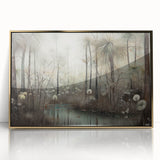 Framed abstract landscape wall art featuring a gold-accented design, perfect for modern decor. The artwork showcases vibrant colors and intricate details, enhancing any living space.