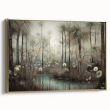 Framed abstract landscape wall art in gold, showcasing textured brushstrokes and vibrant colors, perfect for modern home decor. Ideal for enhancing any living space ambiance.