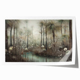 Abstract landscape wall art print showcasing vibrant colors and fluid shapes, ideal for modern home decor. The rolled artwork is elegantly packaged for easy display.