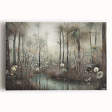 Abstract landscape wall art on stretched canvas showcasing vibrant colors and fluid shapes, perfect for modern decor in living spaces or offices.
