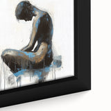 Colorful abstract figurative art framed canvas close-up, showcasing vibrant hues and intricate textures, perfect for modern home decor and artistic expression.