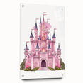Girls Bedroom Art – Enchanted Pink Castle Illustration for Kids