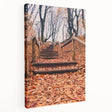 Autumn-themed abstract canvas art in warm orange and brown tones, ideal for kitchen wall decor.