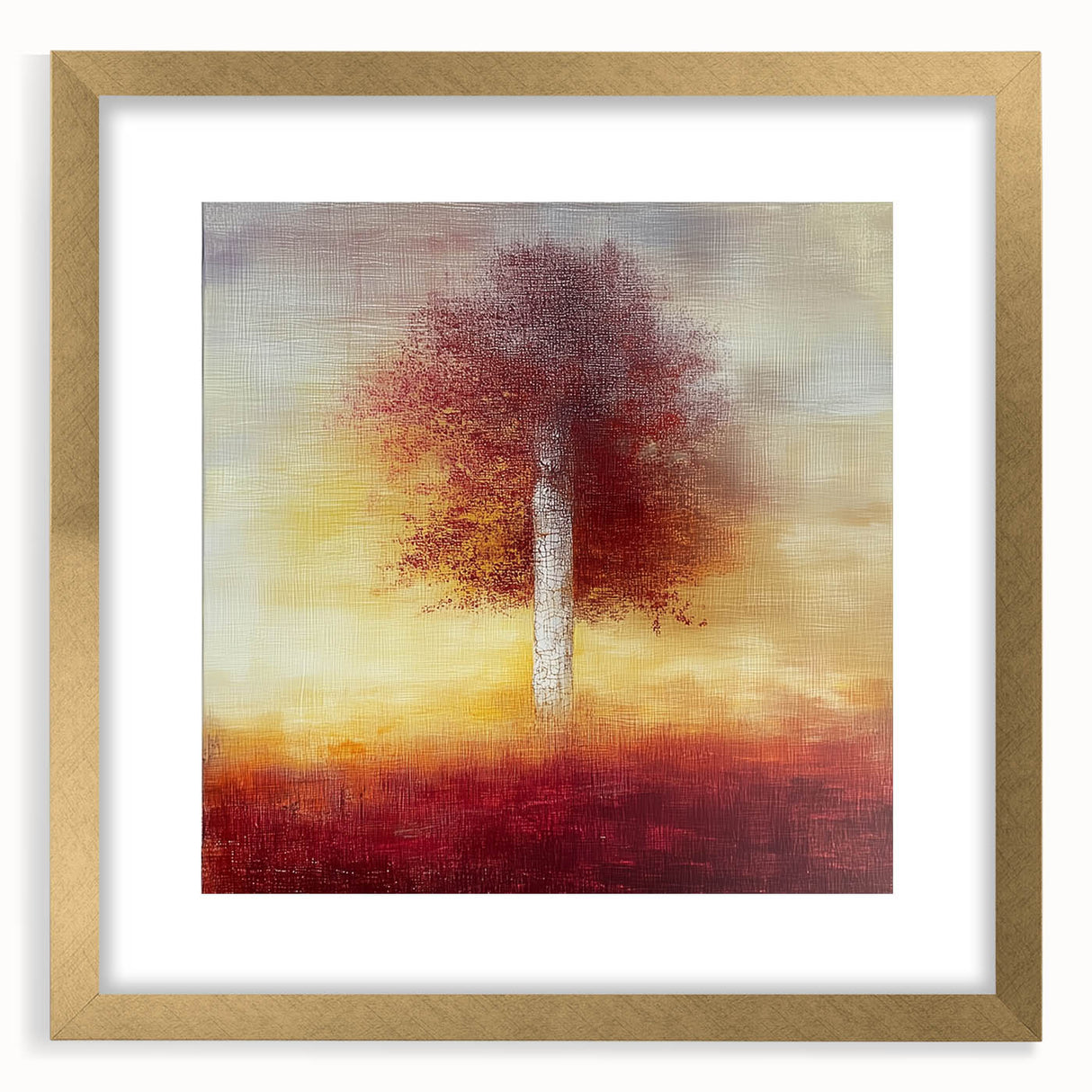 Golden Tree Wall Art – Warm Sunset Dining Room Canvas