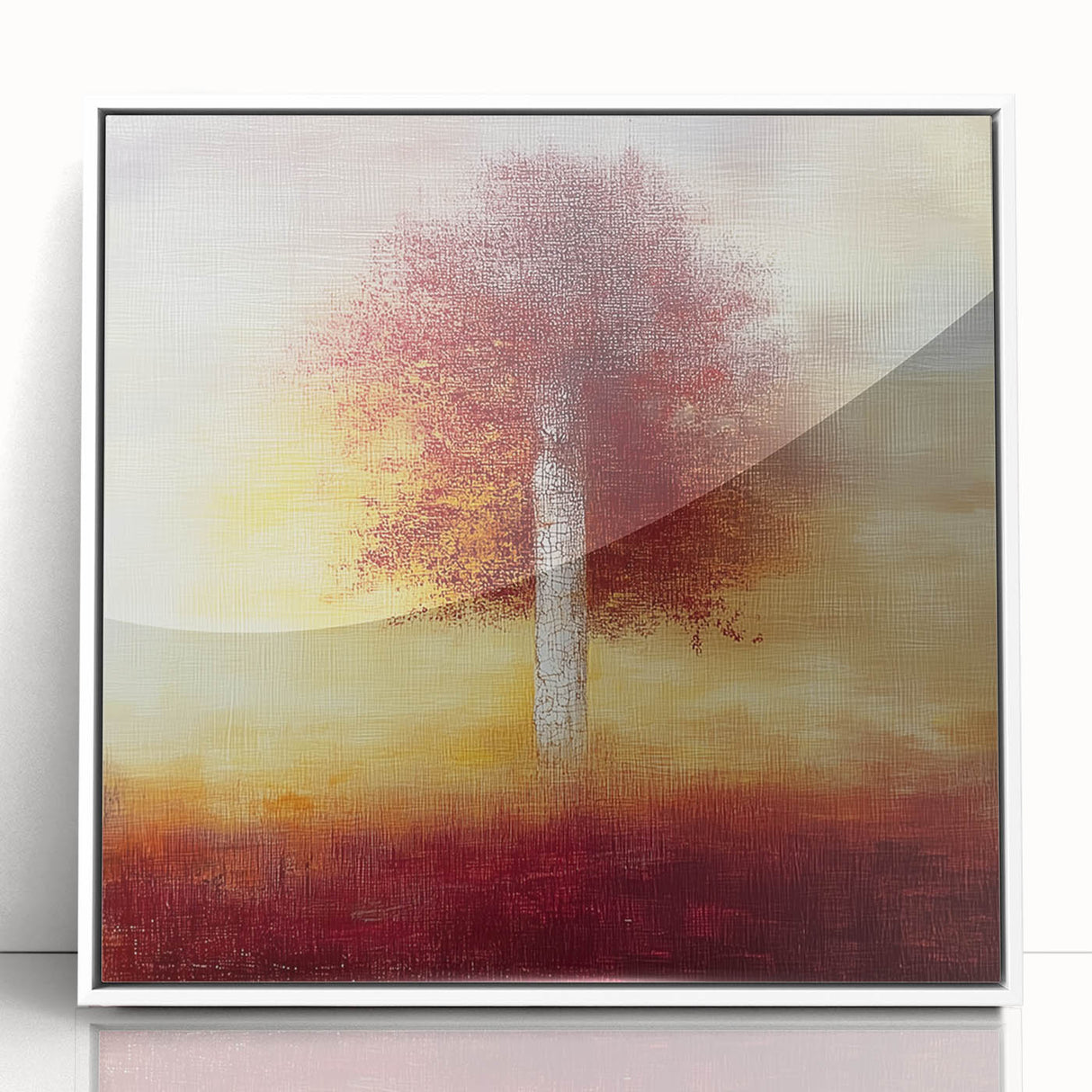 Golden Tree Wall Art – Warm Sunset Dining Room Canvas