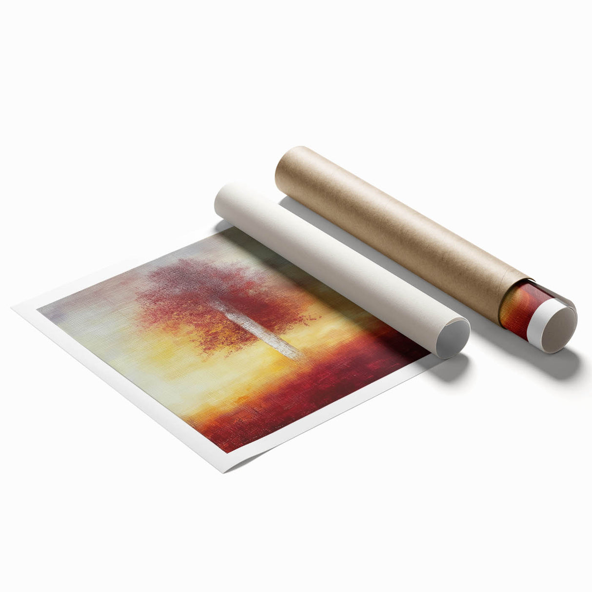 Golden Tree Wall Art – Warm Sunset Dining Room Canvas