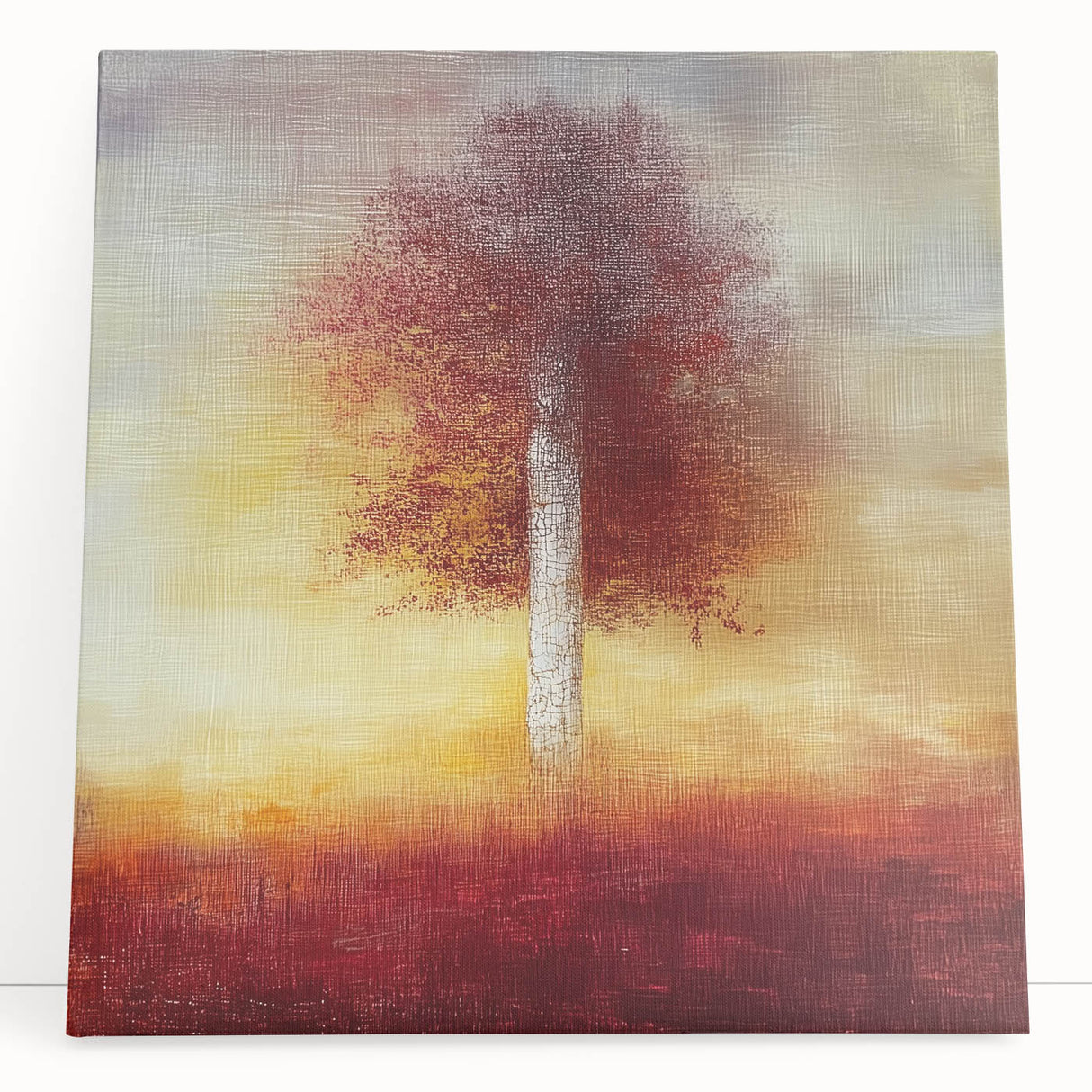 Golden Tree Wall Art – Warm Sunset Dining Room Canvas