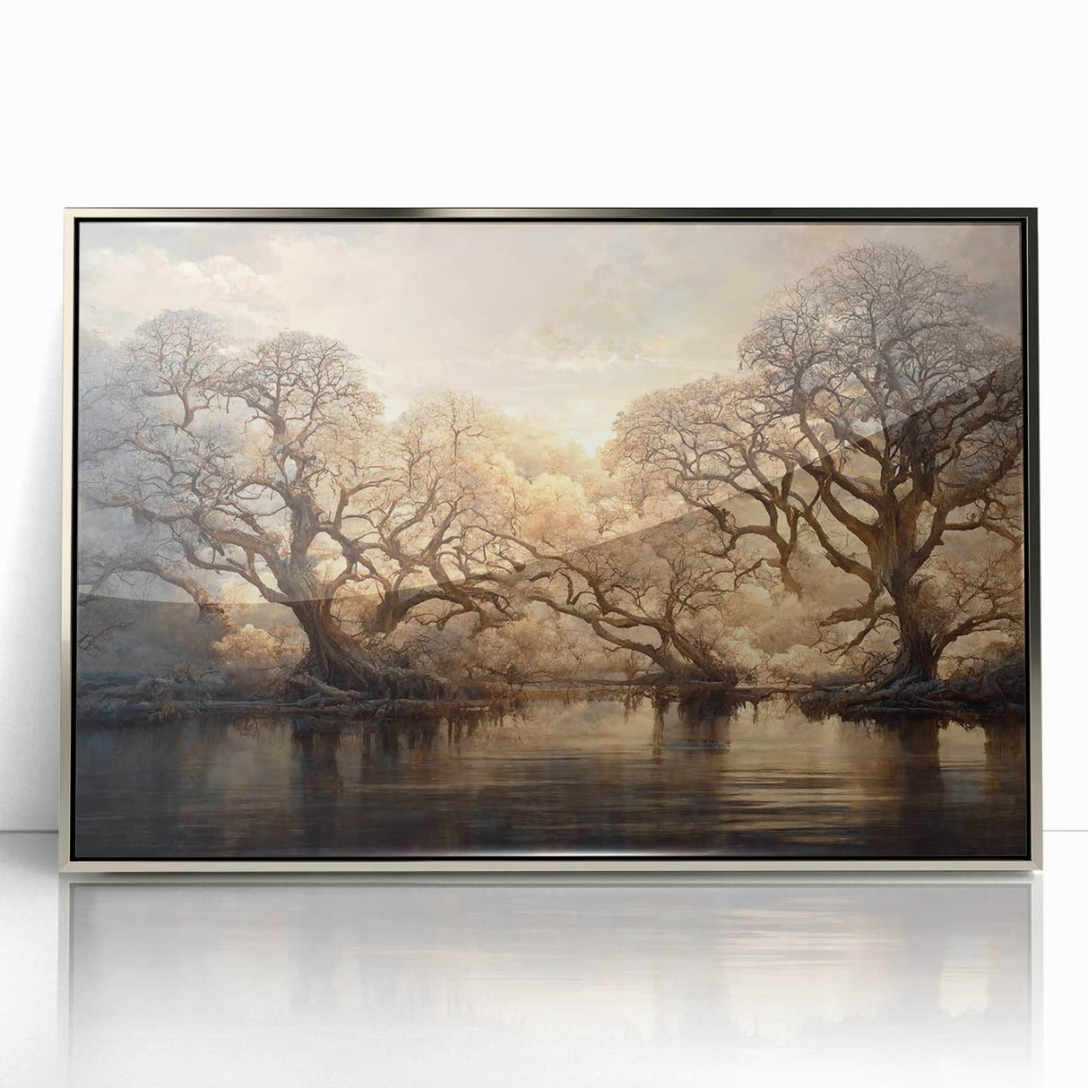 Framed wall art featuring an abstract floral design with vibrant colors and a modern silver frame, ideal for enhancing contemporary home decor.