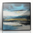 Fluid Abstract Wall Art – Teal, Gold, and Navy Horizontal Texture