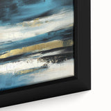 Fluid Abstract Wall Art – Teal, Gold, and Navy Horizontal Texture