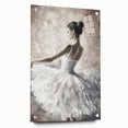 Abstract figurative acrylic artwork displayed on a glass panel, showcasing vibrant colors and intricate details, with visible pins securing the piece in place. Ideal for modern art enthusiasts looking to enhance their home decor.