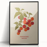 Large abstract wall art featuring assorted fruits in bold colors on a black acrylic framed print.