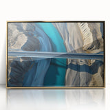 Framed acrylic artwork depicting a serene landscape bridge scene in gold tones, showcasing intricate details and vibrant colors, perfect for home décor.