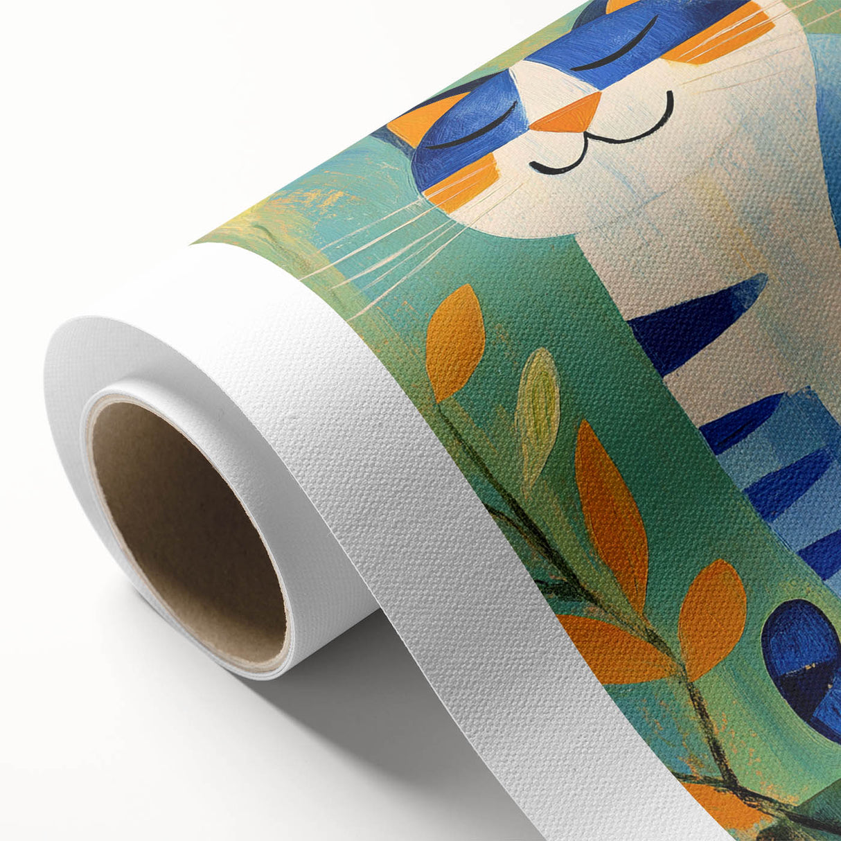 Nursery Wall Art – Playful Blue Cat Illustration for Kids' Room