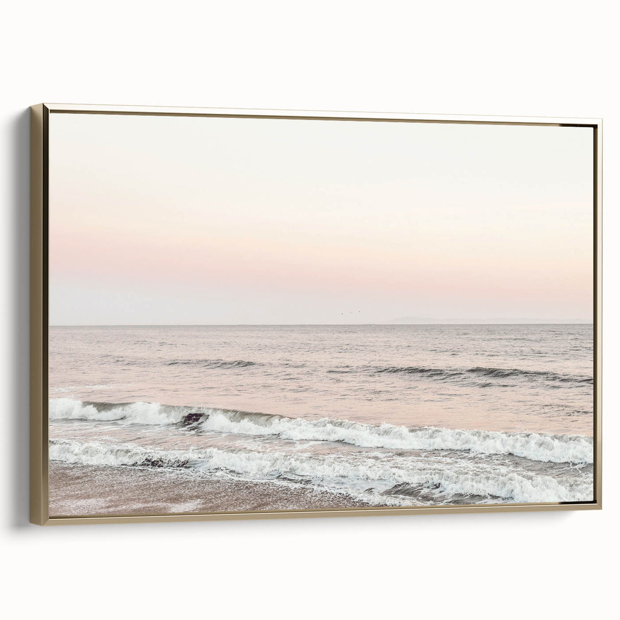 Framed canvas depicting a vintage summer landscape with lush greenery and a golden frame, ideal for bedroom wall art.