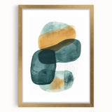 Modern Dining Room Art – Teal & Gold Abstract Dining Room Wall Art