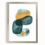 Modern Dining Room Art – Teal & Gold Abstract Dining Room Wall Art